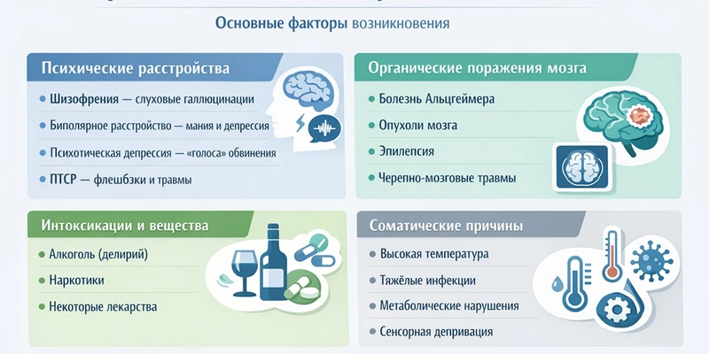 Причины галлюцинаторных состояний инфографика 